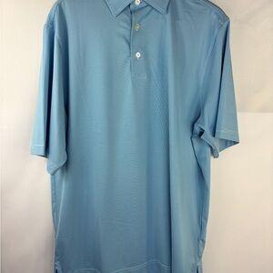 FootJoy Golf Short Sleeve Polo Light Blue White Striped Men's Size Medium